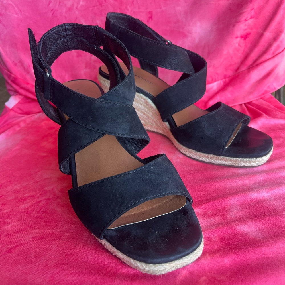 Lucky Brand Mendona leather Espadrille Wedge Sandal
8M, 38.5.  One flaw